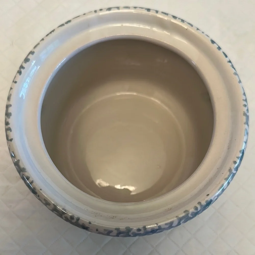 VTG Corelle Blue and White Ceramic Sugar Bowl with Heart Design Small